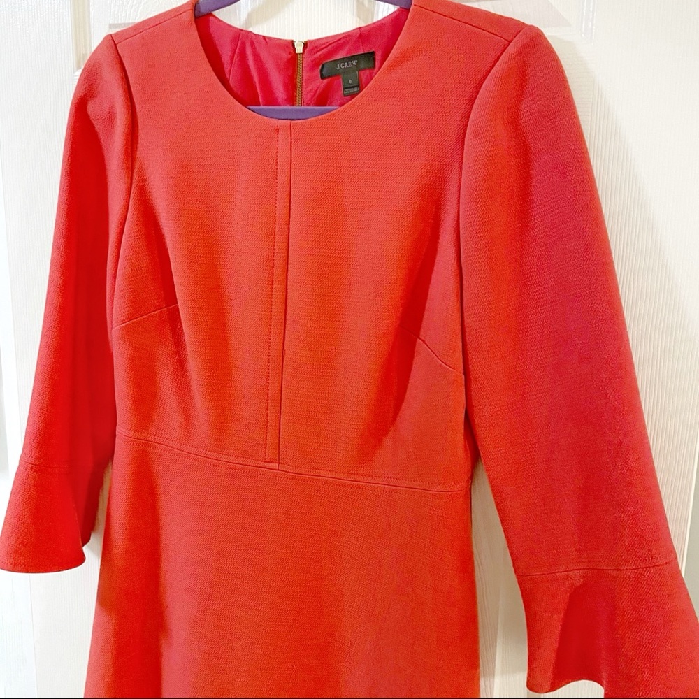 J. Crew Bell Sleeve Crepe Suiting Dress - Picture 3 of 10